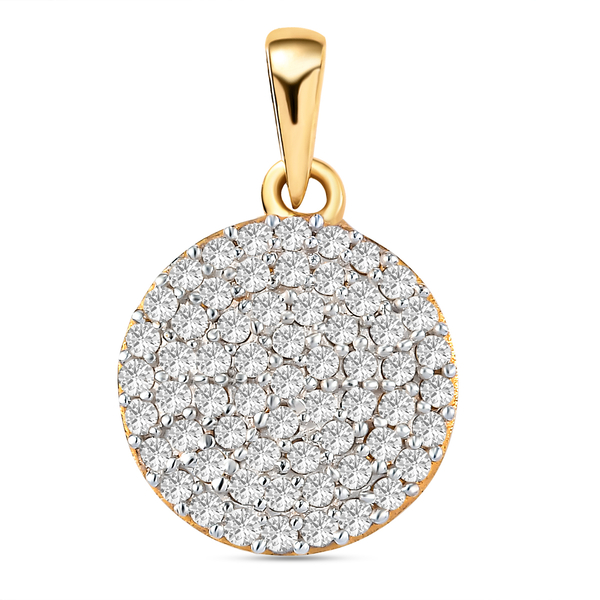 White Diamond  Cluster Pendant in 14K Gold Overlay Sterling Silver  0.976  Ct.