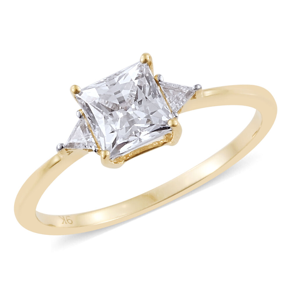 9K Y Gold (Princess Cut) Ring Made with Finest CZ