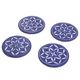 Jaipur Blue - Set of 4 Handprinted Ceramic Coasters (D-10Cm) - Blue & White