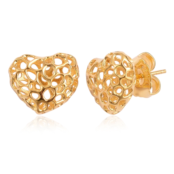 RACHEL GALLEY Yellow Gold Overlay Sterling Silver Amore Heart Stud Earrings (with Push Back)
