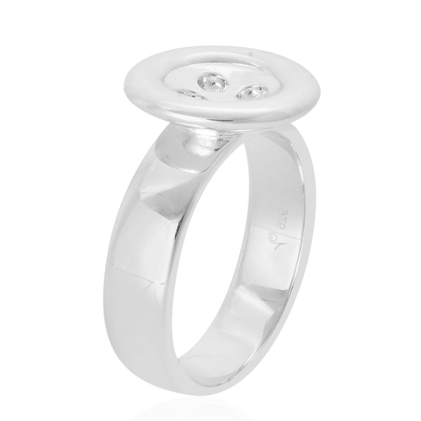 LucyQ Button Ring in Rhodium Plated Sterling Silver 6.83 Gms.