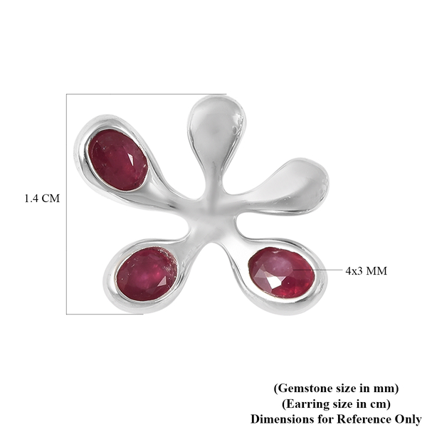 LucyQ Splash Collection - African Ruby (FF) Earrings (with Push Back) in Rhodium Overlay Sterling Silver 1.51 Ct.