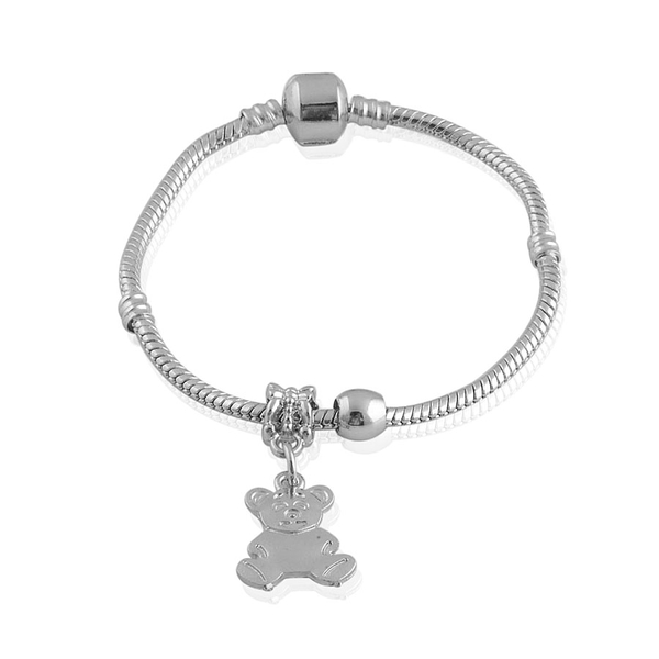 Bracelet with Panda Charm in Silvertone (Size 7.5)