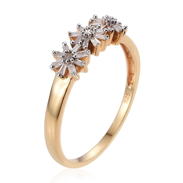Diamond (Rnd) Triple Floral Ring in 14K Gold Overlay Sterling Silver 0.330 Ct.