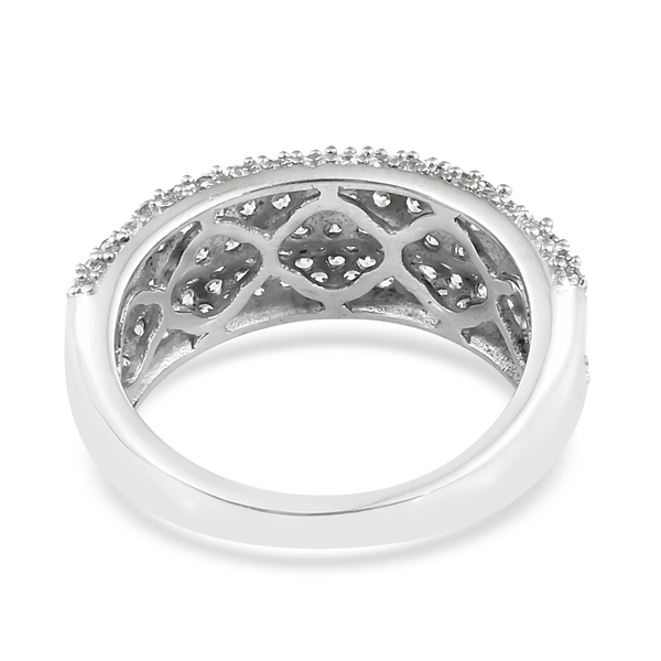 J Francis - Platinum Overlay Sterling Silver (Rnd) Ring Made with Finest CZ, Silver wt 5.20 Gms. Number of  139