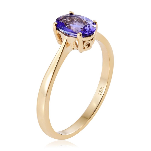ILIANA 18K Y Gold AAA Tanzanite (Ovl) Solitaire Ring 1.500 Ct. Gold Wt 3.00 Gms