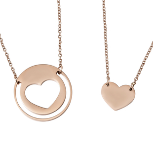 Set of 2 - Necklace (Size 17.5) in Rose Gold Tone