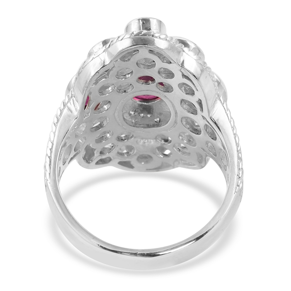Royal Bali Collection - African Ruby (FF) Ring in Sterling Silver, Silver Wt 9.20 Gms