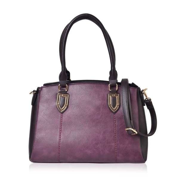 Timeless Collection Dark Purple Colour Tote Bag with External Zipper Pocket and Adjustable and Remov
