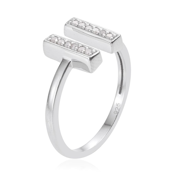 Diamond (Rnd) Open Ring in Platinum Overlay Sterling Silver 0.100 Ct.