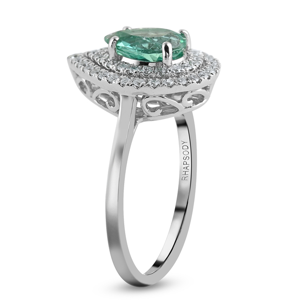 RHAPSODY 950 AGI Certified Platinum AAAA Boyaca Colombian Emerald and Diamond (VS/E-F) Ring 1.35 Ct, Platinum Wt. 5.46 Gms