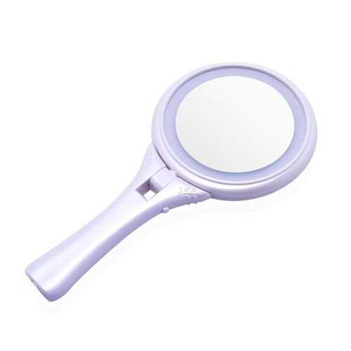 Hand Held Mirror with LED Light on Both Sides (Size 24.6x12.8x2 Cm