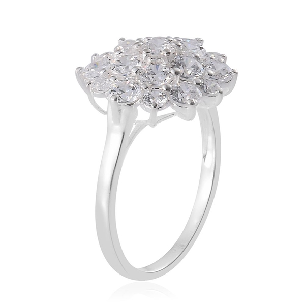 J Francis - Sterling Silver (Rnd) Floral Ring Made with Finest CZ