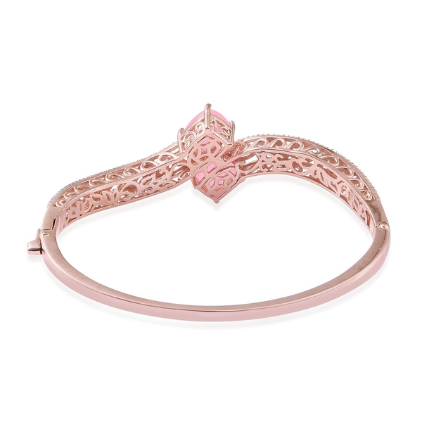 Pink Jade (Cush) Bangle (Size 7.5) in Rose Gold Overlay Sterling Silver 11.000 Ct.
