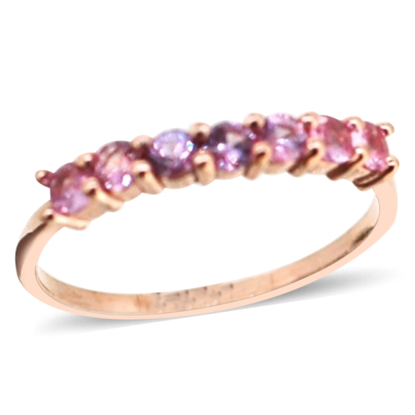 Pink Sapphire (Rnd) 7 Stone Ring in 14K Rose Gold Overlay Sterling Silver 1.000 Ct.