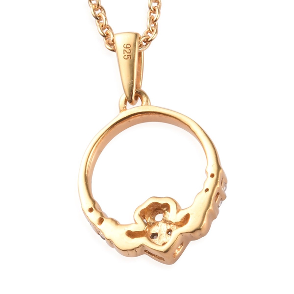 Diamond Claddagh Pendant with Chain (Size 18) in 14K Gold Overlay Sterling Silver 0.080 Ct.