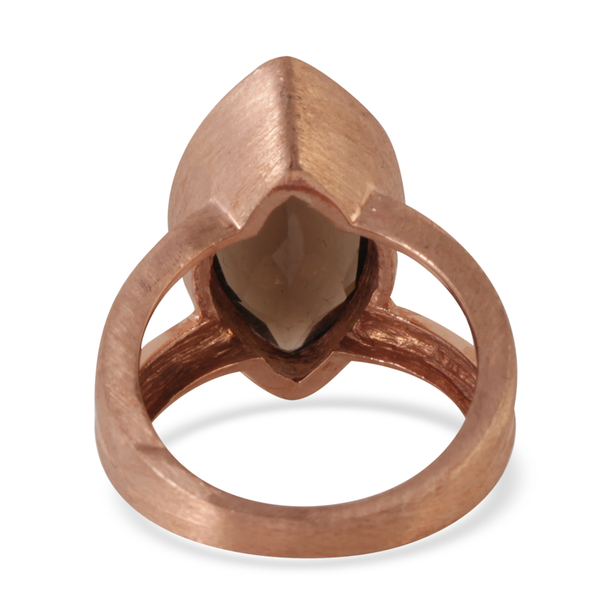 Brazilian Smoky Quartz (Mrq) Solitaire Ring in 14K Rose Gold Overlay Sterling Silver 6.500 Ct.
