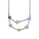 Diamond and Multi Gemstones Necklace (Size 18 With 2 Inch Extender) in Platinum Overlay Sterling Sil