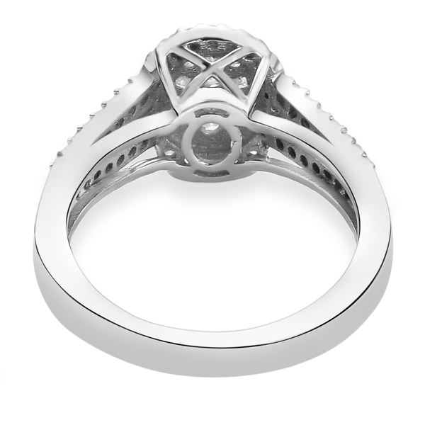 Diamond Cluster Ring in Platinum Overlay Sterling Silver 0.50 Ct