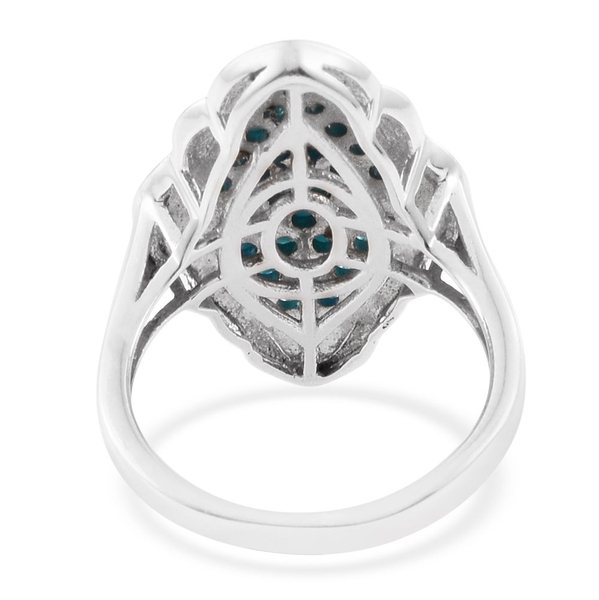 Arizona Sleeping Beauty Turquoise (Rnd) Cluster Ring in Platinum Overlay Sterling Silver 1.750 Ct. Silver wt. 5.50 Gms.