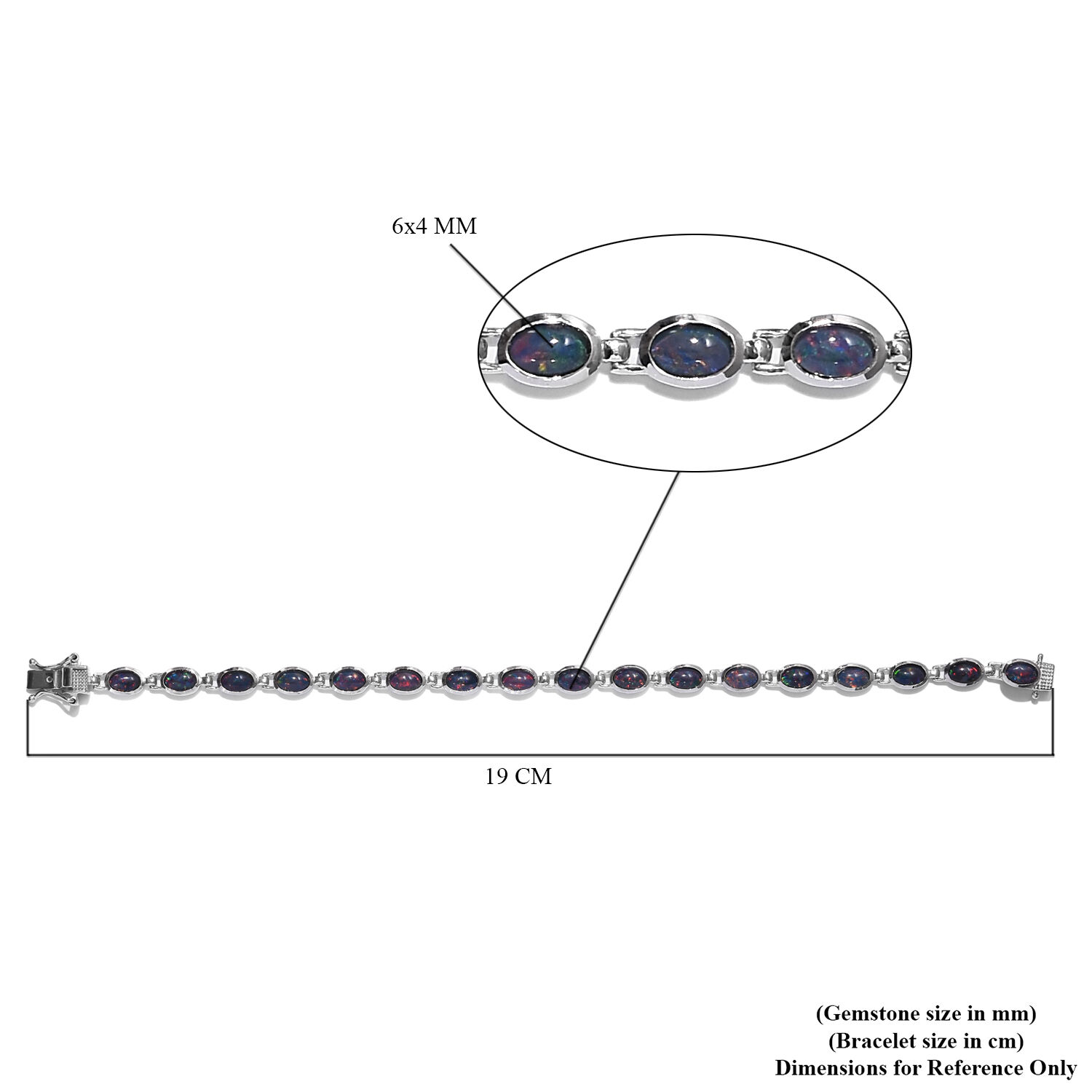 Australian Boulder Opal Bracelet (Size 7.5) in Platinum Overlay Sterling Silver, Silver wt. 8.14 Gms