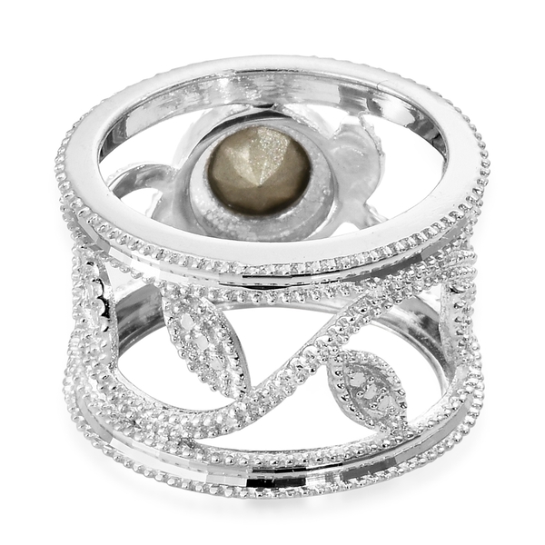 J Francis  - Peridot Crystal (Rnd) Ring in Rhodium Plated Sterling Silver, Silver wt 5.30 Gms.