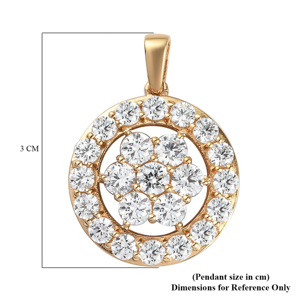 Lustro Stella 14K Gold Overlay Sterling Silver Pendant Made with  Finest CZ 7.09 Ct.