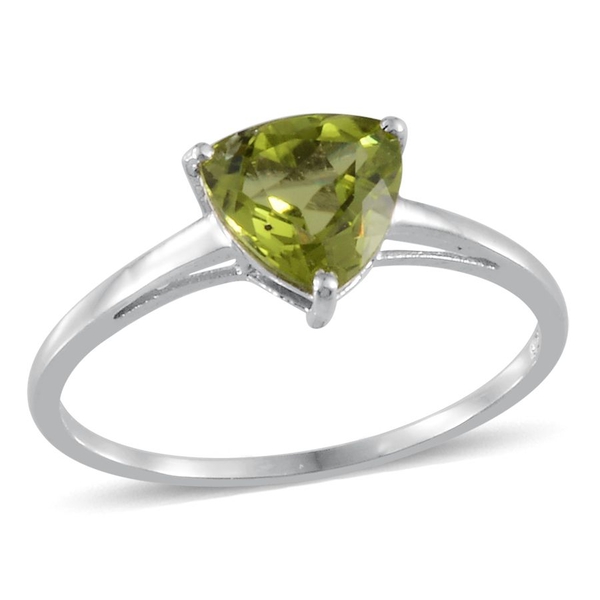 Hebei Peridot (Trl) Solitaire Ring in Platinum Overlay Sterling Silver 2.000 Ct.