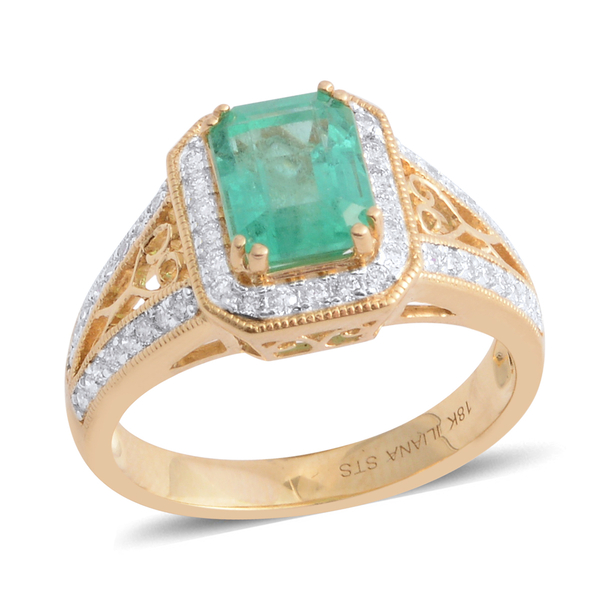 ILIANA 1.96 Ct AAA Boyaca Colombian Emerald and Diamond Halo Ring in 18K Gold 5.25 grams