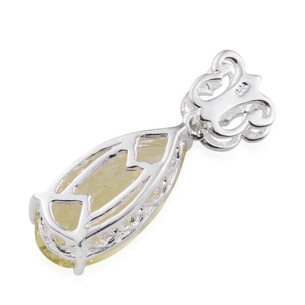 Natural Ouro Verde Quartz (Pear) Solitaire Pendant in Sterling Silver 4.000 Ct.