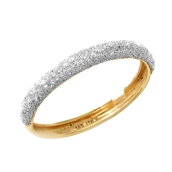 Italian Made 9K Yellow Gold Diamond Spritz Band Ring