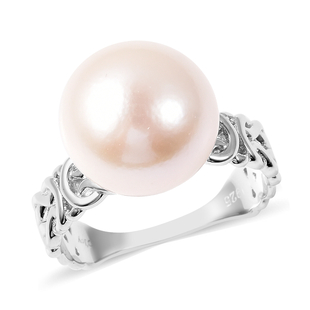 Edison Pearl Solitaire Ring in Rhodium Overlay Sterling Silver