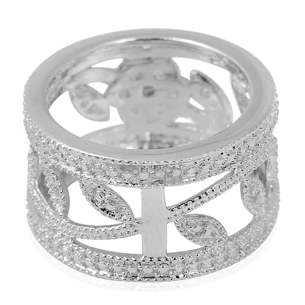 Diamond (Rnd) Floral and Leaves Band Ring in Platinum Bond