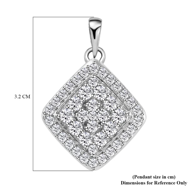 Lustro Stella - Platinum Overlay Sterling Silver Cluster Pendant Made with Finest CZ 4.21 Ct.