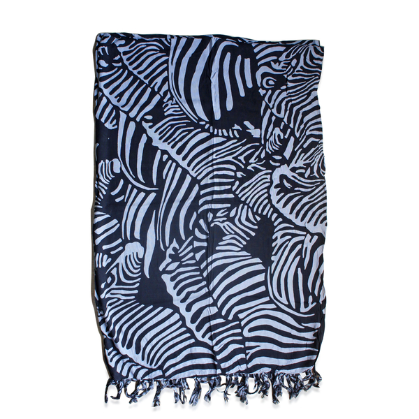 100% Rayon Black and Grey Colour Zebra Pattern Sarong (Size 160x110 Cm)
