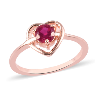African Ruby (FF) Solitaire Ring in Rose Gold Overlay Sterling Silver