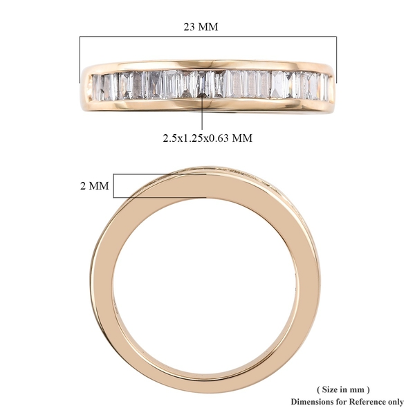 9K Yellow Gold SGL Certified Diamond (I2-I3/G-H) Half Eternity Ring 0.50 Ct, Gold wt 3.15 Gms