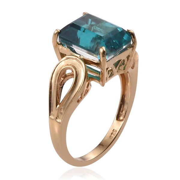 Capri Blue Quartz (Oct) Solitaire Ring in 14K Gold Overlay Sterling Silver 4.250 Ct.