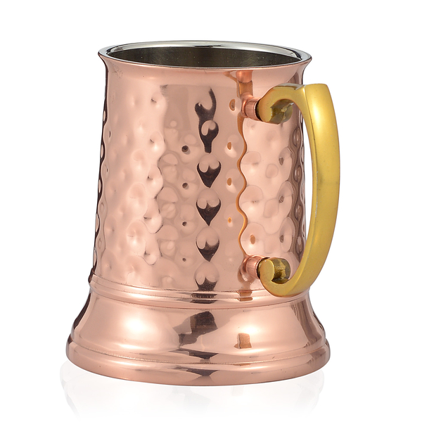 (Option 1) Home Decor Hammered Tankard Mug in Rose Gold Tone