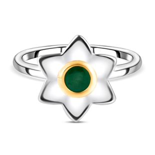 Kagem Zambian Emerald Floral Ring in Platinum and Gold Overlay Sterling Silver