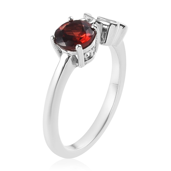 AA Mozambique Garnet Zodiac-Capricorn Ring in Platinum Overlay Sterling Silver 1.05 Ct.