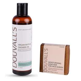 Douvalls: Duo  (Incl. Argan Bath & Shower Oil (Cedar, Clove & Black Pepper) - 240ml & Argan Frankinc