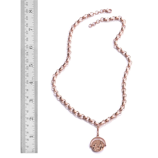 GP Kanchanaburi Blue Sapphire (Rnd) Coin Charm Necklace (Size 18) in Rose Gold Overlay Sterling Sterling Silver