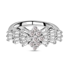 Moissanite Ballerina Ring (Size L) in Platinum Overlay Sterling Silver 1.09 Ct.