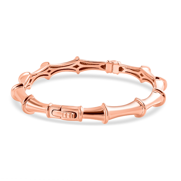 Sundays Child Rose Gold Overlay Sterling Silver Bamboo Inspired Bangle (Size 7.5), Silver Wt. 19.00 Gms