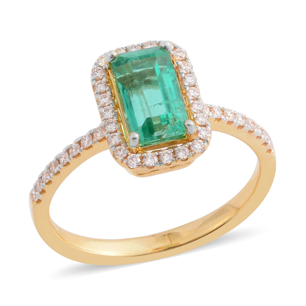 ILIANA 18K Yellow Gold AAAA Boyaca Colombian Emerald (Bgt) Diamond (SI/G-H) Ring 1.820 Ct.