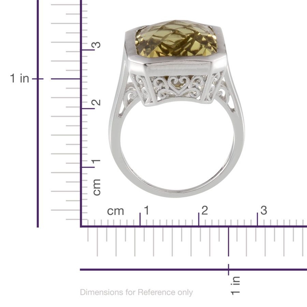 Brazilian Green Gold Quartz (Oct) Solitaire Ring in Platinum Overlay Sterling Silver 17.500 Ct.