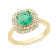 ILIANA 18K Yellow Gold AAA Colombian Emerald , White Diamond (SI/G-H) Ring 1.20 ct,  Gold Wt. 3.15 G