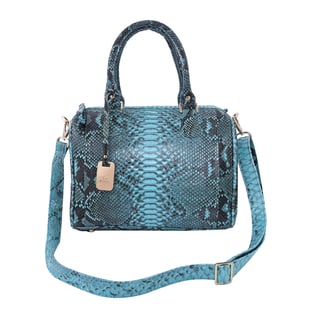 LA MAREY 100% Genuine Python Leather Tote Bag with Adjustable Shoulder Strap (Size 29x24x15cm) - Blu