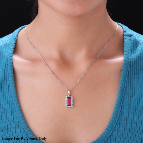 African Ruby (FF) and Diamond Pendant in Platinum Overlay Sterling Silver 4.23 Ct